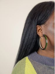 Beige and khaki Trace hoop earrings