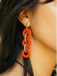 Boucles d'oreilles Entrelac orange vert