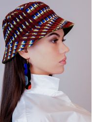Nymphe hoop earrings 85 in black horn and Blue lacquer