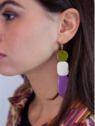 Totem hoop earrings 85 in blond horn and Parme lacquer