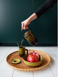 Cendre de paille teapot with black brass handle