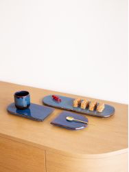 Set de 2 grands plateaux Hoa Bien bleu