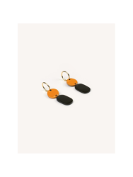 Mini Créoles suspendue Totem en corne blonde et laque Orange