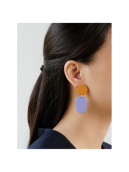 Mini Créoles clips Totem en corne blonde et laque Orange