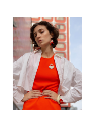 Broche en corne et laque ivoire