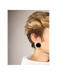 Boucles d'oreilles à clips Terrasse en corne blonde et noire